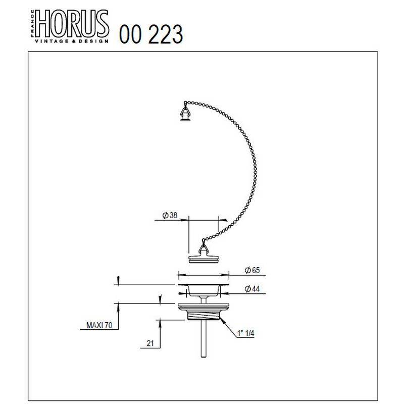 Bottenventil handfat med kedja mässing