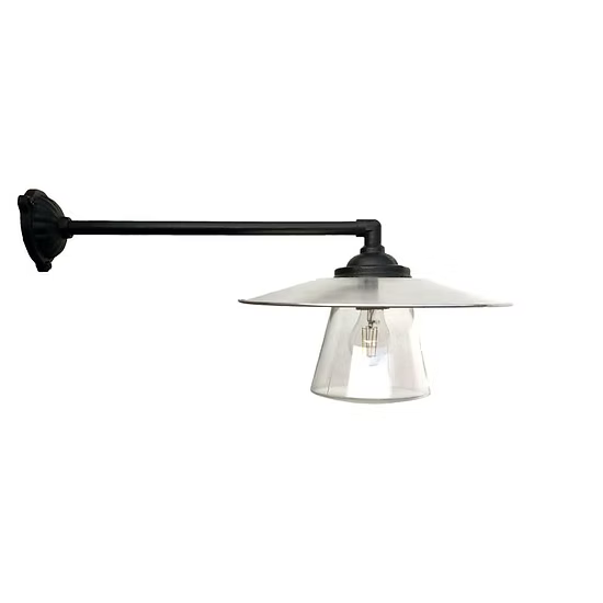 Fasadlampa med rak 90° arm 60 cm och opalglas - Kulturbelysning Stationslampa