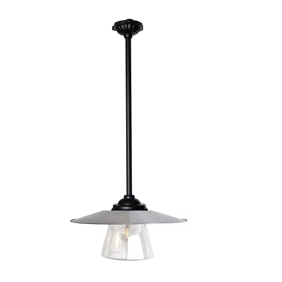 Fasadlampa med nedåtriktad 70 cm arm och opalglas - Kulturbelysning Stationslampa