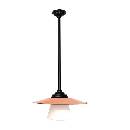 Fasadlampa med nedåtriktad 70 cm arm och opalglas - Kulturbelysning Stationslampa