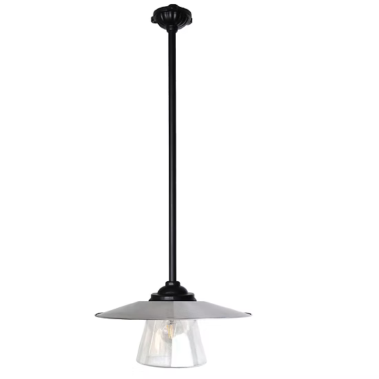 Fasadlampa med nedåtriktad 80 cm arm och opalglas - Kulturbelysning Stationslampa