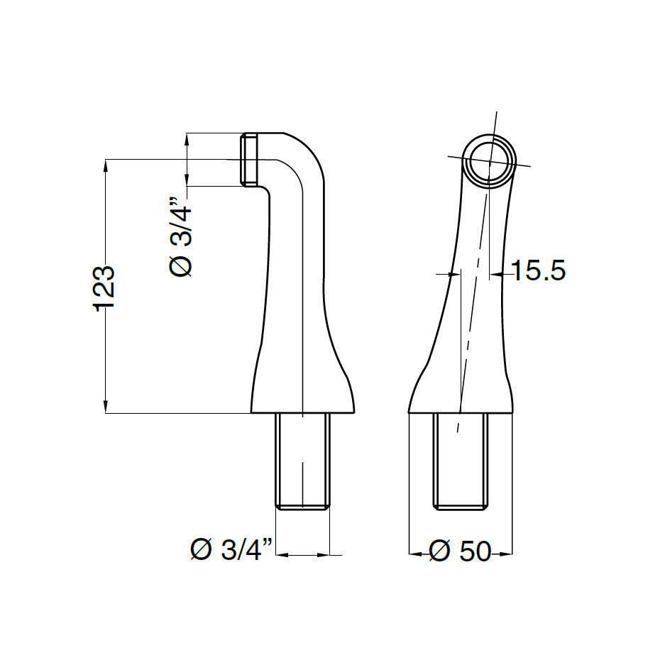 Ståndarrör för sargmontering av badkarsblandare krom