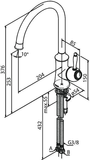 Köksblandare Damixa Tradition krom engreppsblandare