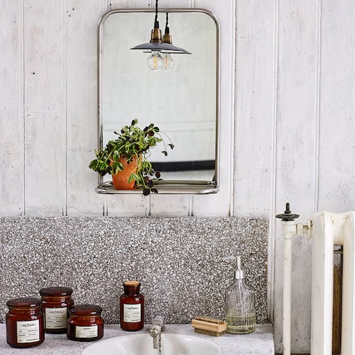 Badrumsspegel m. Hylla Rostfritt Stål Liten