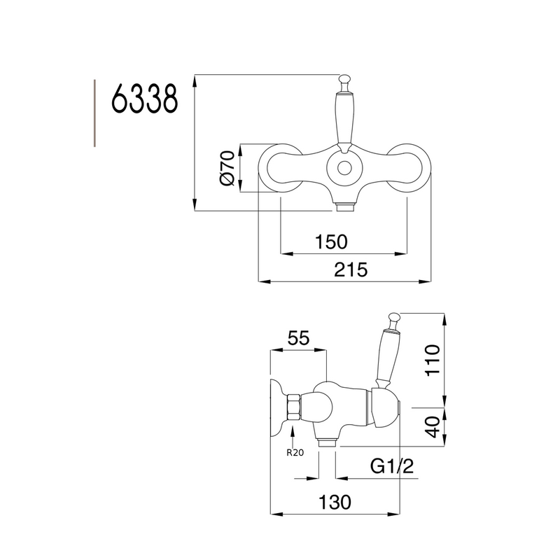 Duschblandare Oxford krom vändbar utan termostat