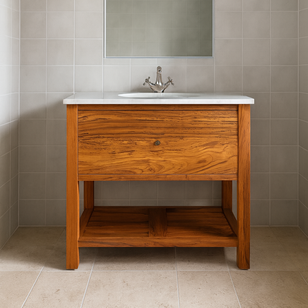 Kommod Adele i teak med marmorskiva