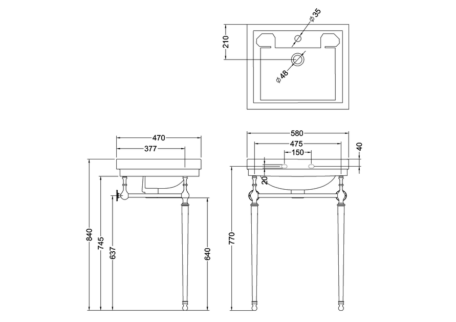 Gestell Burlington Chrome 560 mm