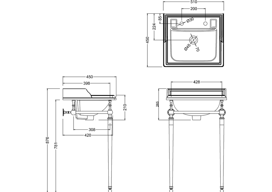 Burlington handfat Classic 50 cm med kromställning