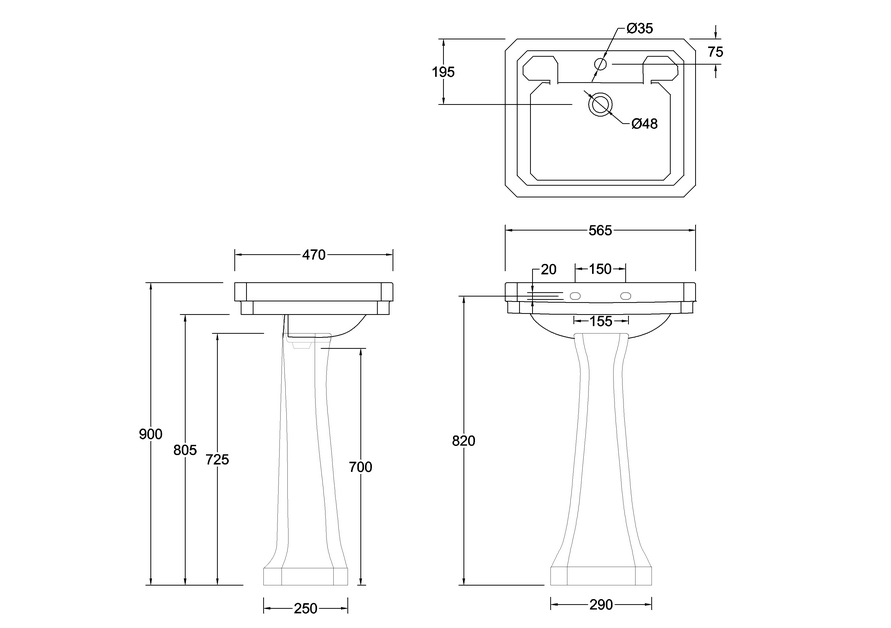 Burlington piedestal förhöjd