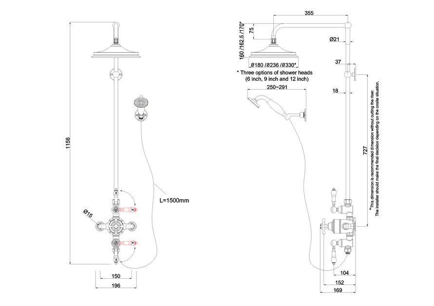Duschset Burlington Avon Krom
