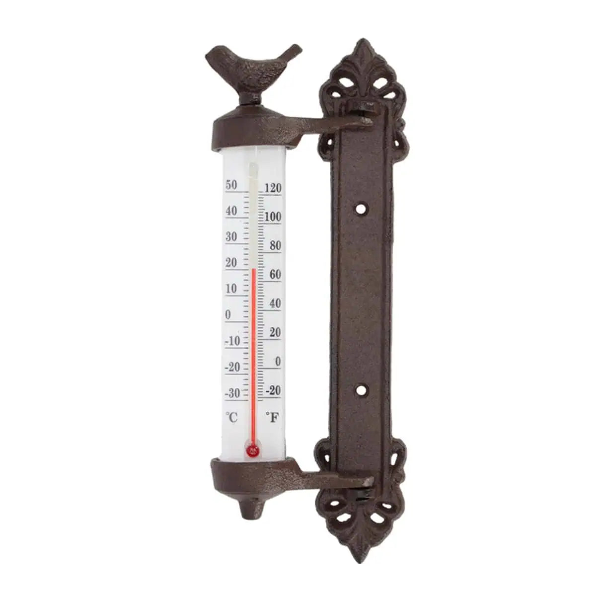 Väggtermometer i gjutjärn 30 cm med svängbart fäste
