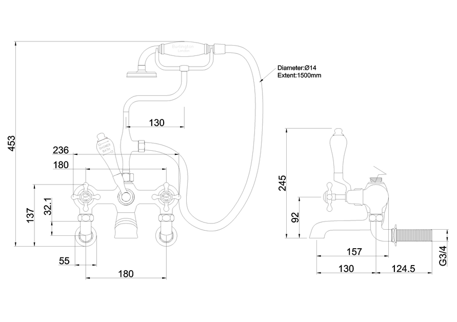 Badkarsblandare Burlington Claremont krom