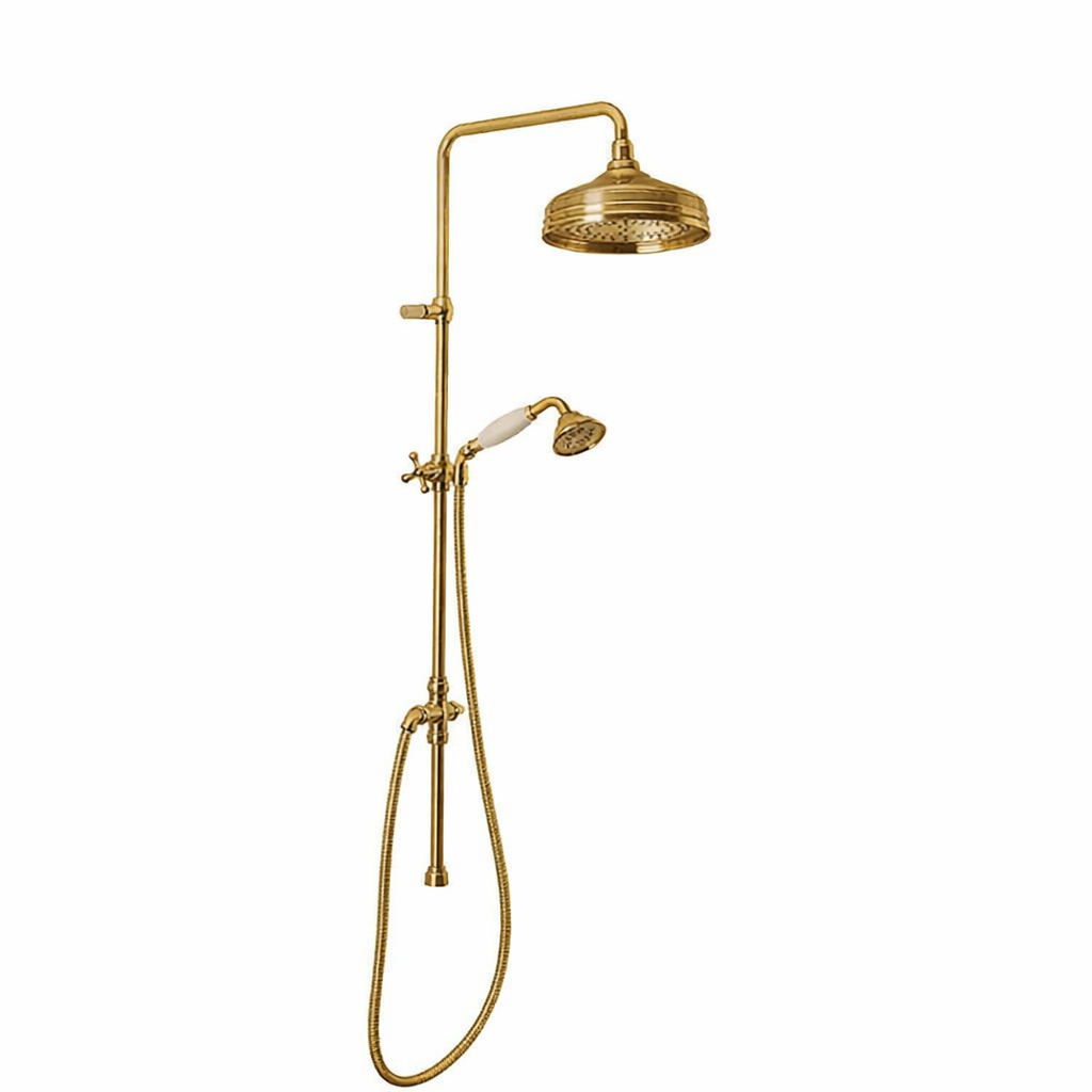 duschset i obehandlad polerad mässing