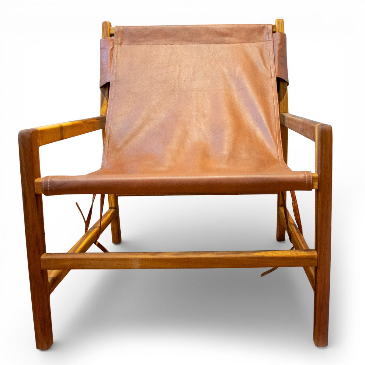 Fåtölj Jessie i teak och läder brun