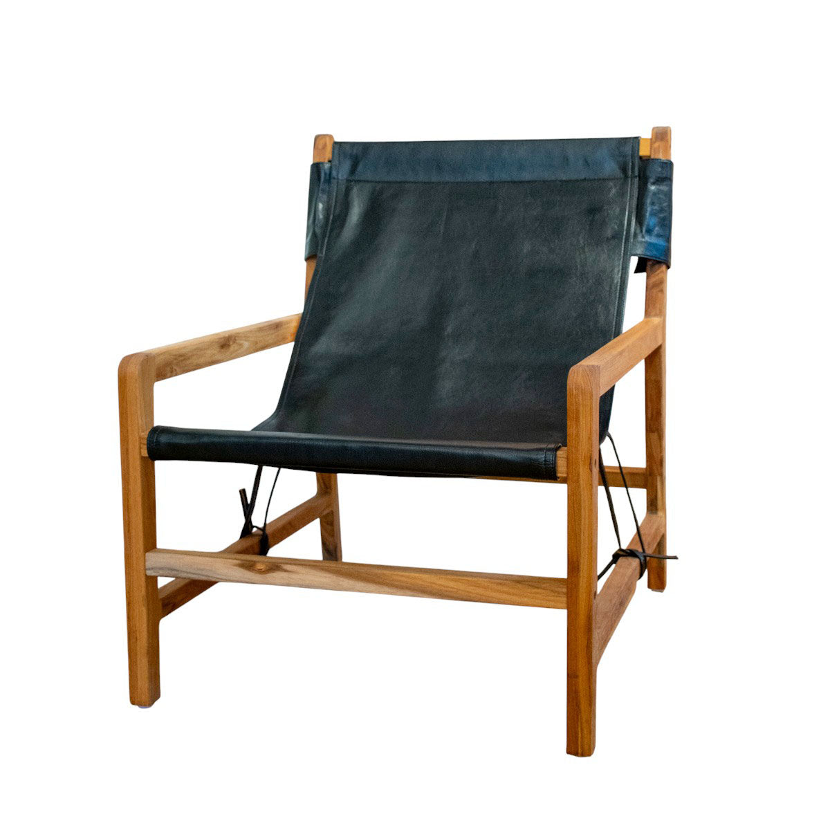 Fåtölj Jessie i teak och läder svart