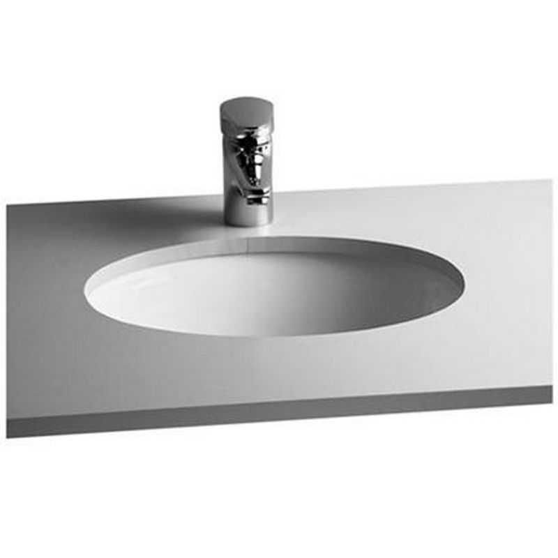 Ovalt tvättställ i vitt , designad som Inbyggnadshandfat Vitra 58 cm.