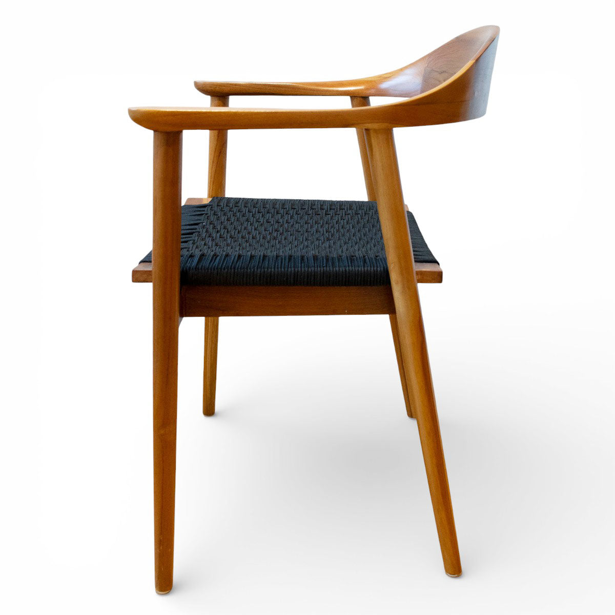 Karmstol Jessie i teak flätad sits svart