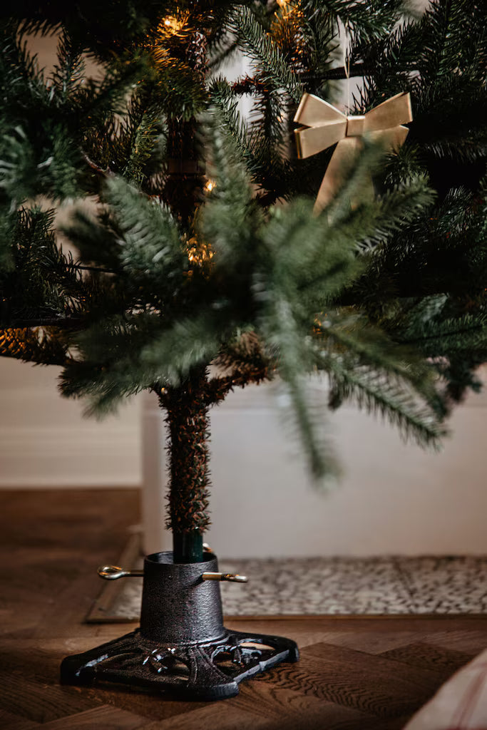 Kleiner Weihnachtsbaumständer aus schwarzem Gusseisen