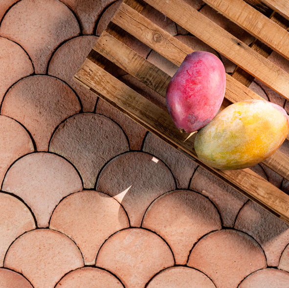 Terrakottagolv fiskfjäll röd