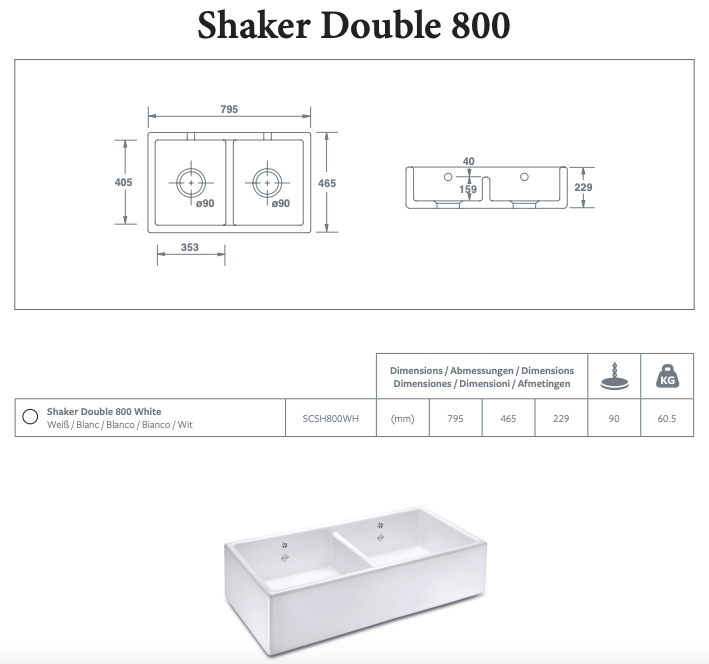 Dubbel diskho i porslin Shaws Classic Shaker 800