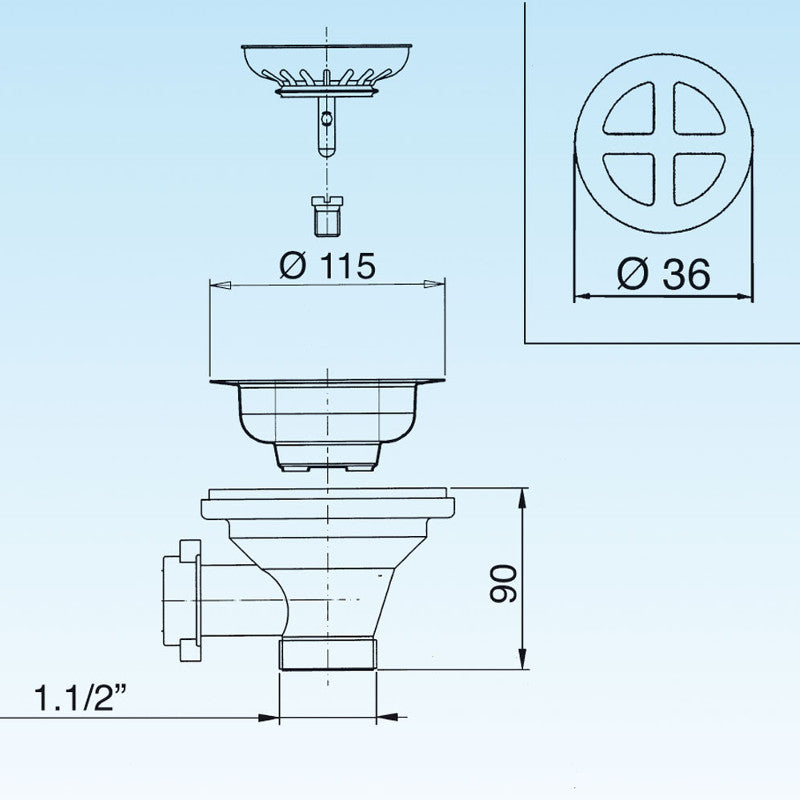 Bottenventil diskho krom