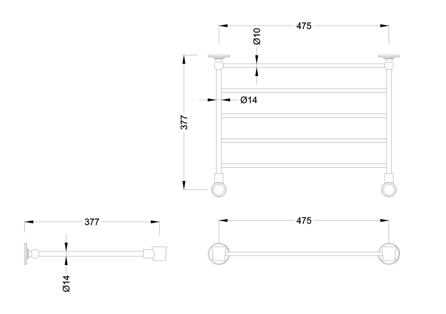 Handtuchablage für Burlington Chromgestell 56 cm