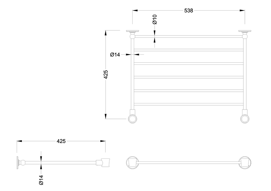 Handtuchablage für Burlington Chromgestell 56 cm