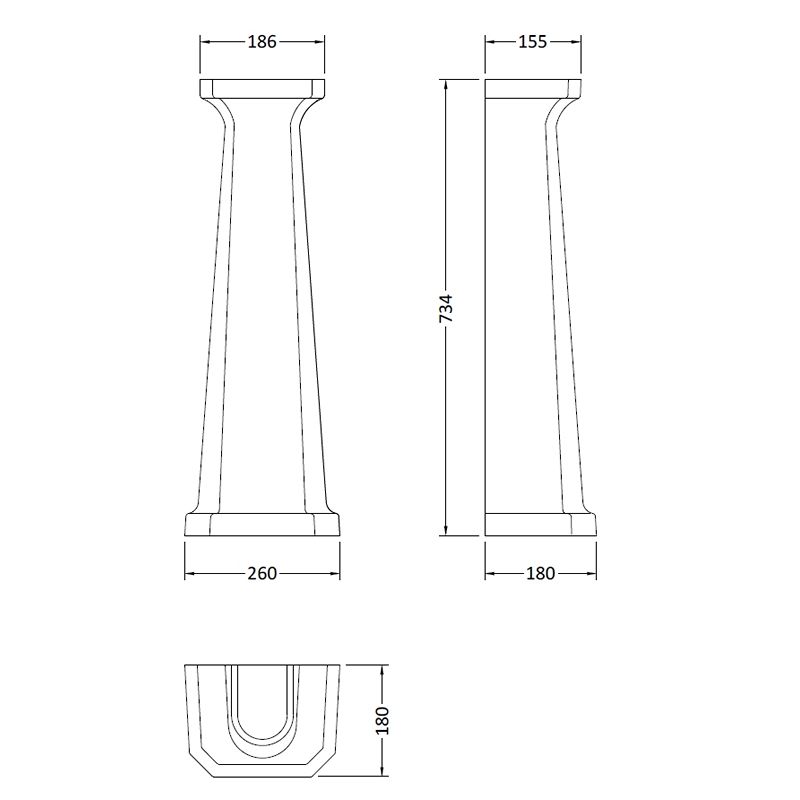 Tvättställ Fitzroy 60 Cm Med Förhöjd Piedestal - Tre Blandarhål