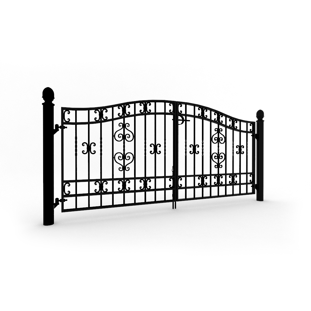 Valdemarsro smidesgrind pargrind med stolpar (lagervara)