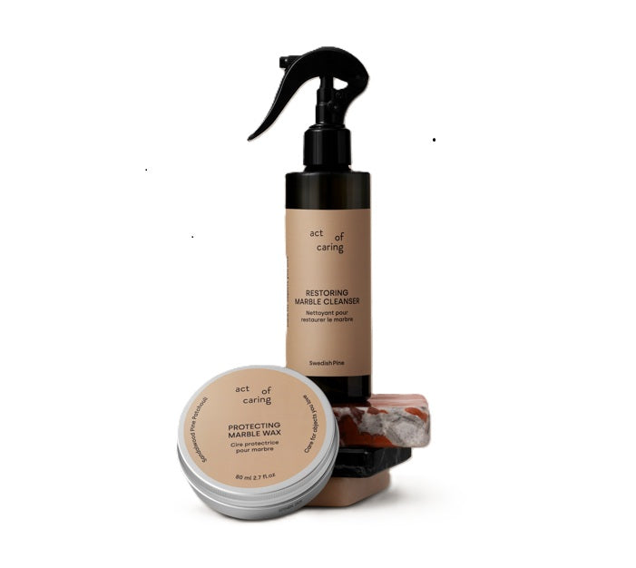 Paket med marmorrengöring & skyddande vax ekologiskt Act of Caring