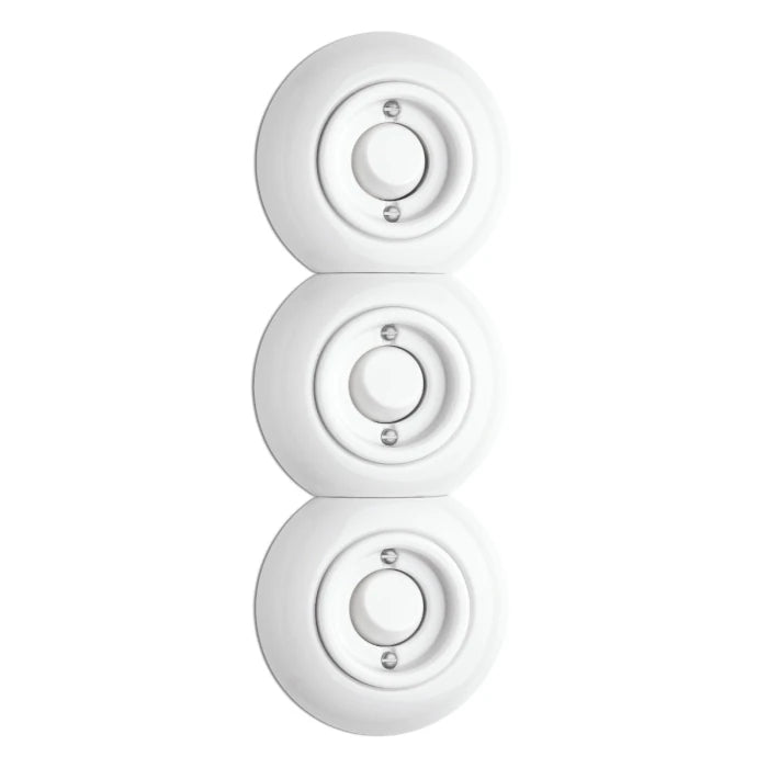 Strömbrytare/tryckdimmer återfjädrande vitt porslin