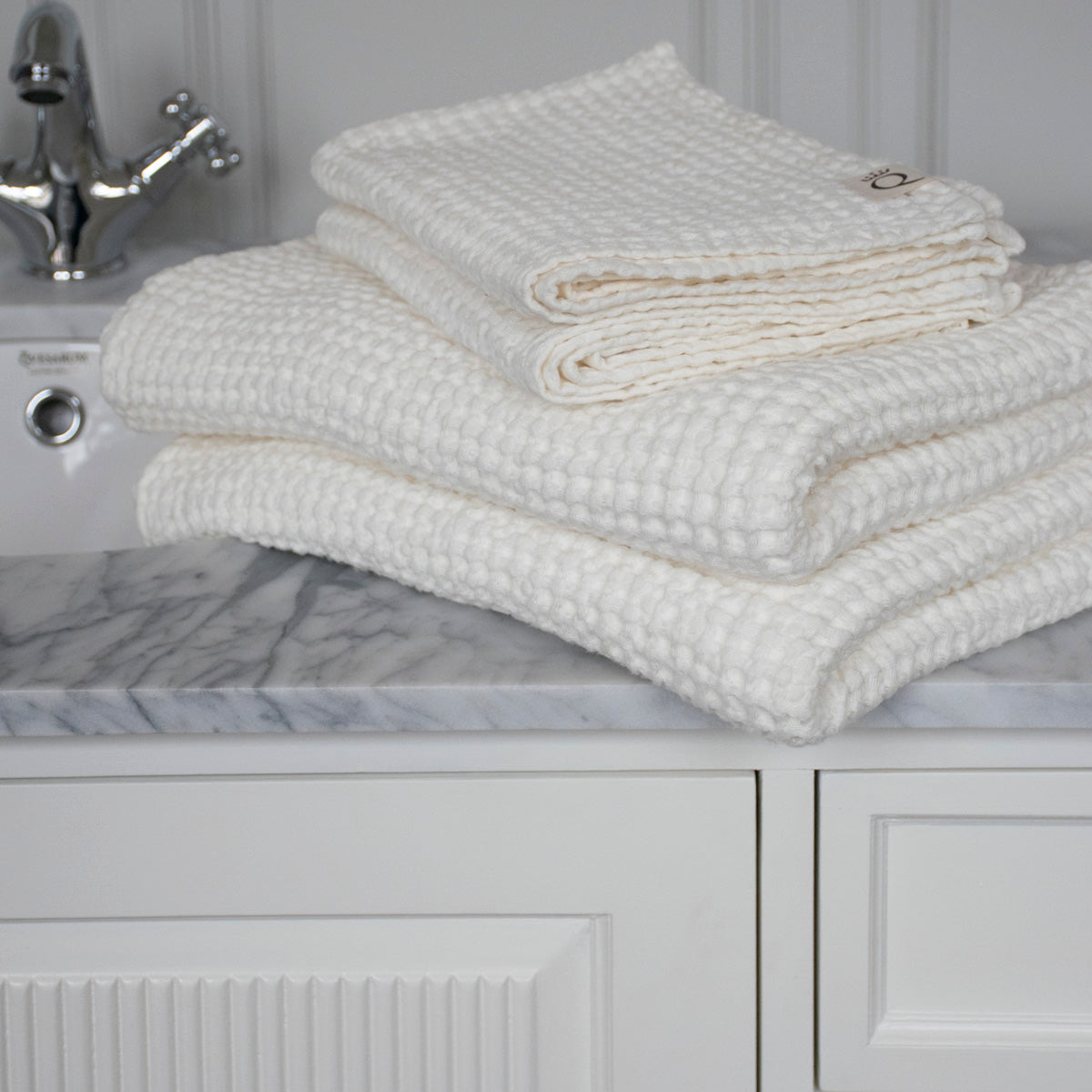 Set mit Badetuch und Handtuch Sandhammaren naturweiß