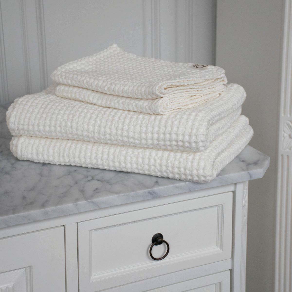 Våfflat badlakan Sandhammaren naturvitt 100x140 cm