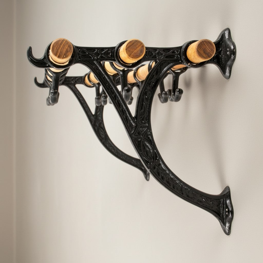 Hatthylla Sekelskifte i trä & gjutjärn