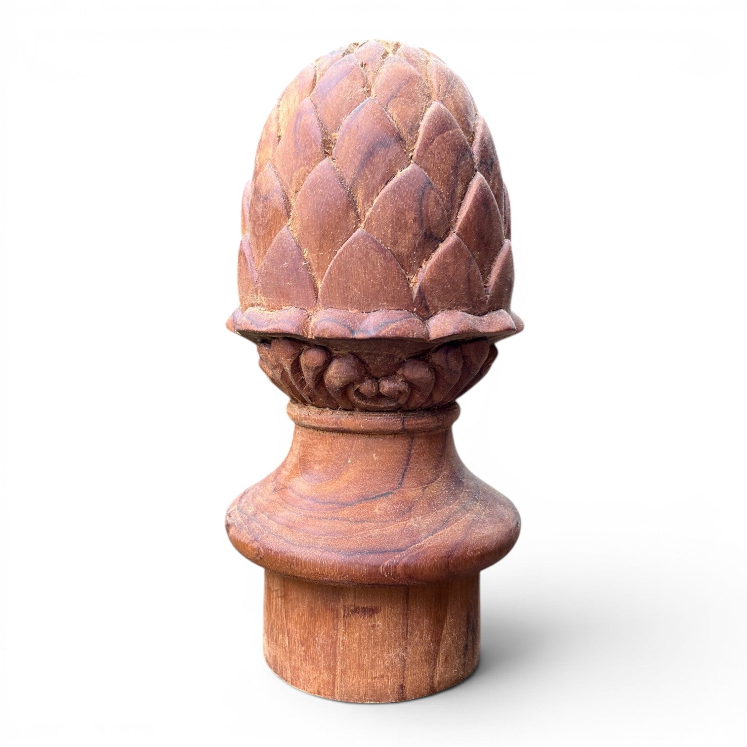 Stolpedekoration grankogle i teak