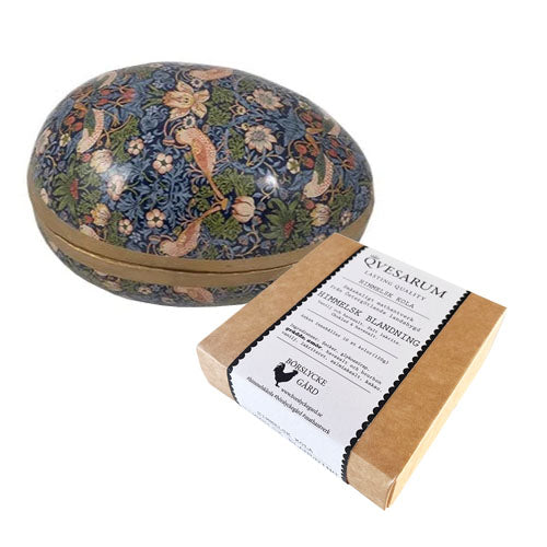 Påskägg med hemkokta kolor William Morris Strawberry Thief