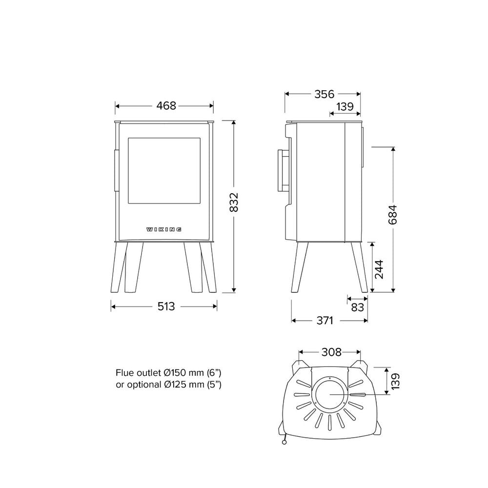 Kamin Wiking Mini 2 med långa ben