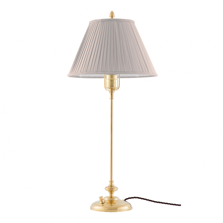 Bordslampa moberg i mässing med tygskärm