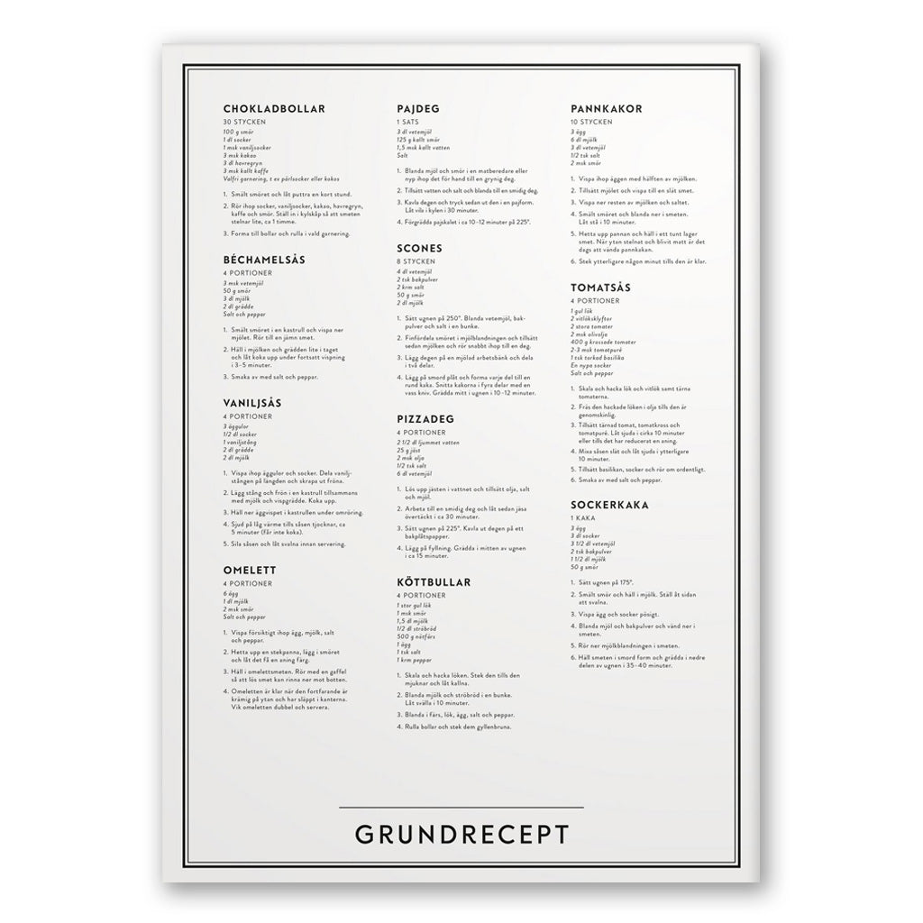 Poster Grundrecept från Kunskapstavlan