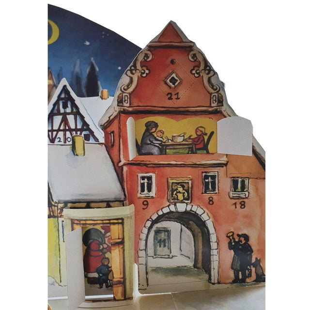 Adventskalender altmodische Stadt 3D