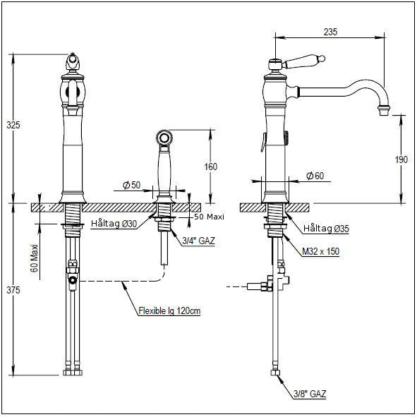 Küchenarmatur mit Dusche Horus Eloise