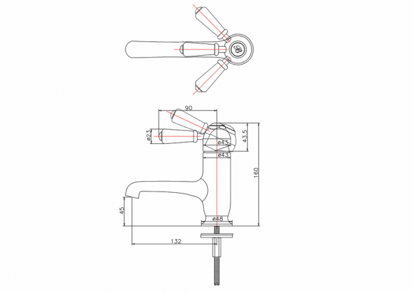 Tvättställsblandare Burlington Chelsea rak pip