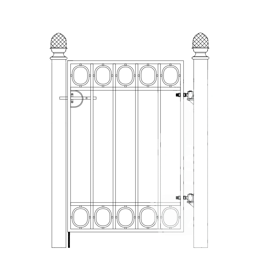 Sofiero måttanpassad smidesgrind enkel med stolpar