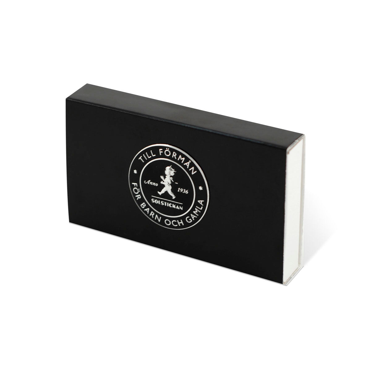 Streichhölzer Solstickan schwarze Schachtel