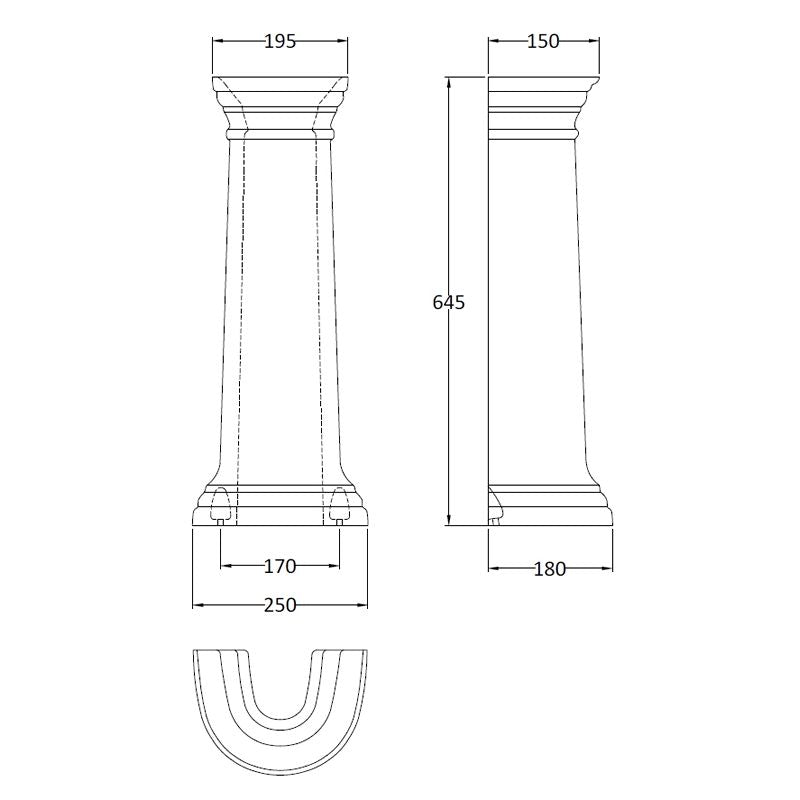 Porchester Waschbecken inkl. Sockel 50 cm