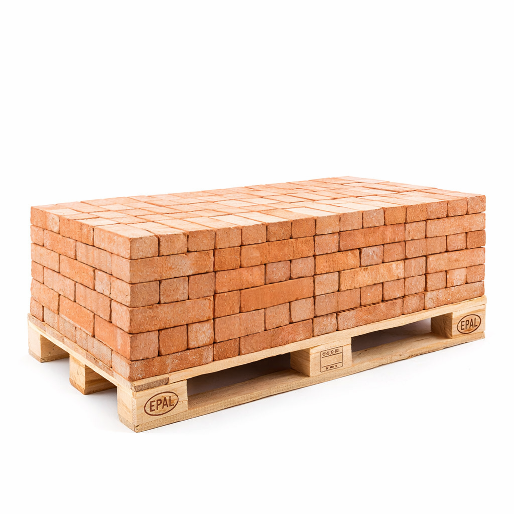 Tegelsten handslagen röd hel pall