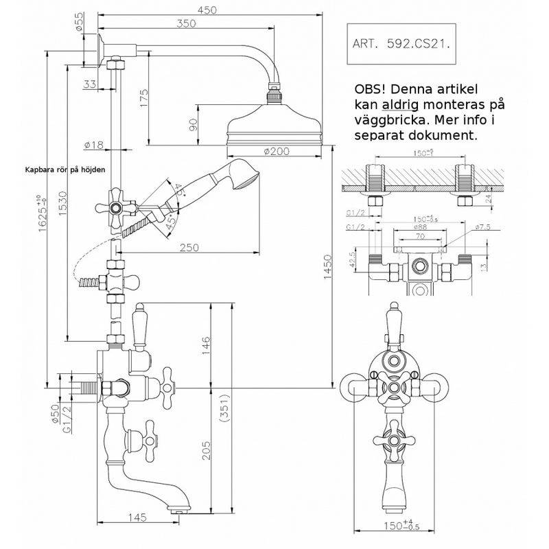 Kar- Och Duschset Croisette 592 Med Förlängningsrör
