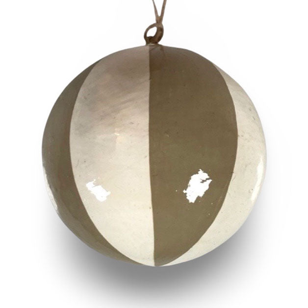 Julgranskula handmålad "Stripe greige"