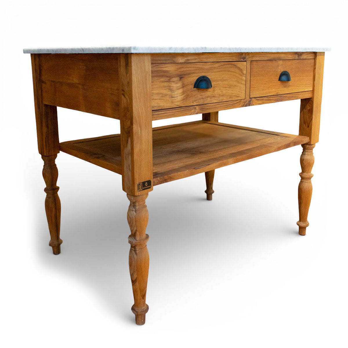 Köksö Edith i teak med marmorskiva