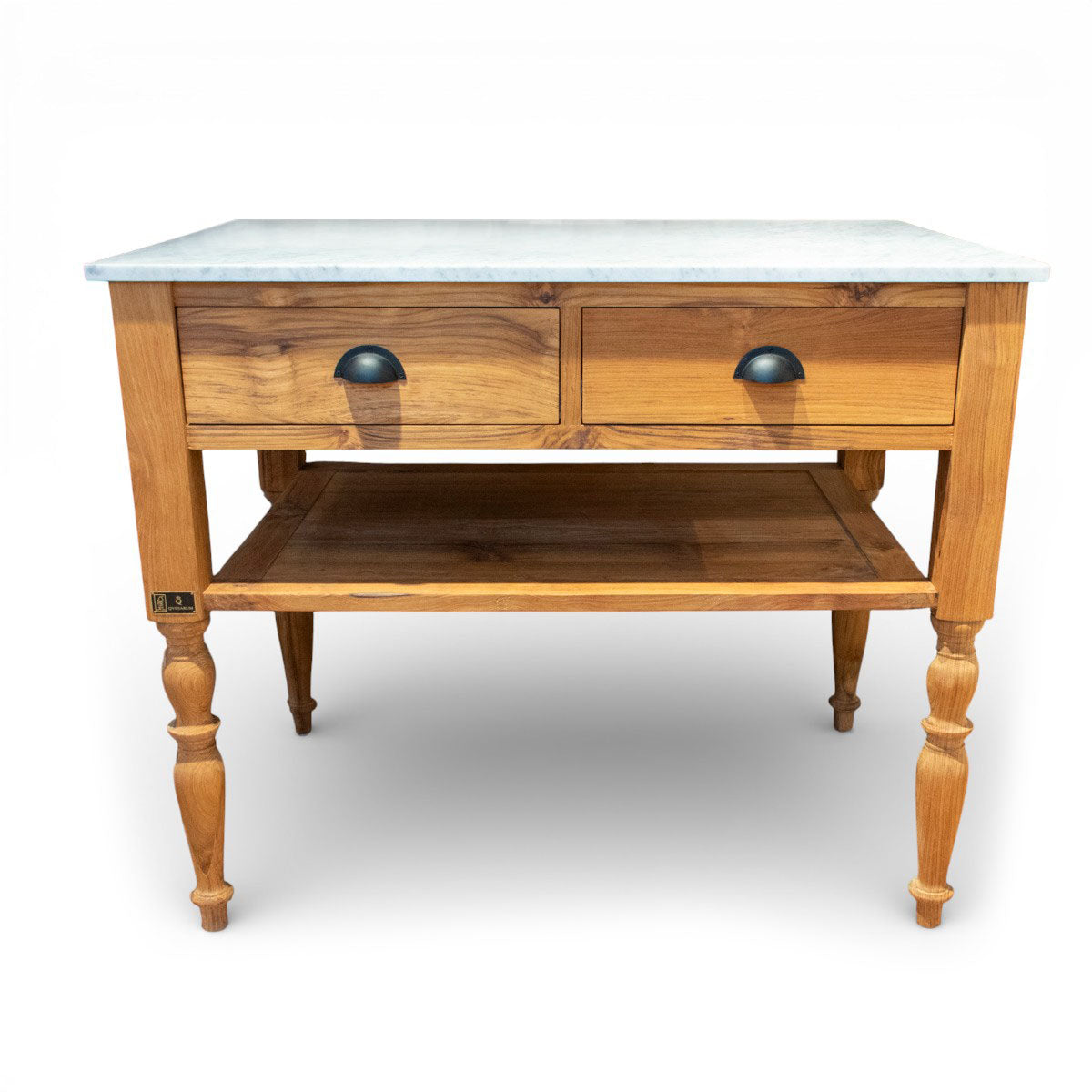 Köksö Edith i teak med marmorskiva